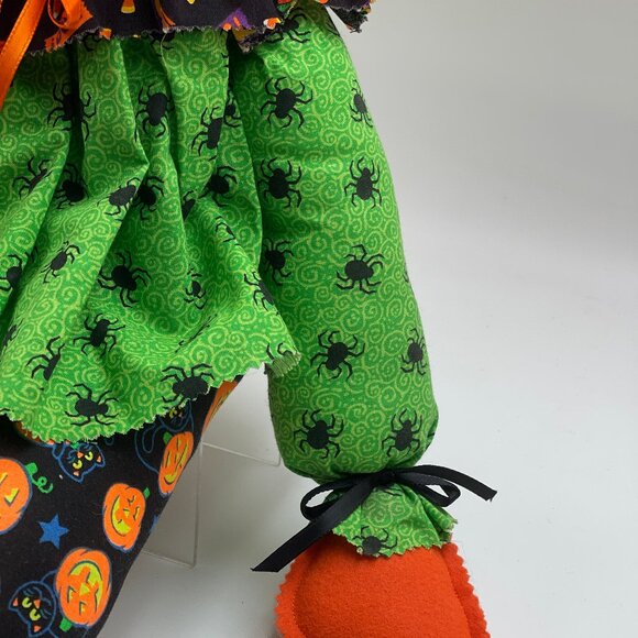 Halloween Pumpkin Head Doll Treat Candy Bucket Seated Handmade Vintage Decor - Picture 5 of 9